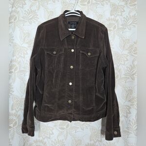 Calvin Klein Jeans Women’s Corduroy Brown Button Up Jean Collared Jacket XL 90s